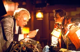 Christopher Lloyd (Dr. Emmett Brown), Michael J. Fox (Marty McFly).