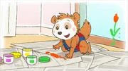 Bobo entdeckt das Malen mit Fingerfarben. Bobo entdeckt das Malen mit Fingerfarben.