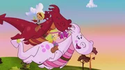 Zoé und Finn machen als Prinzessin und Ritter beim Fang-die-Flagge-Turnier mit. Bevor sie auf ihren fliegenden Drachen loslegen können, helfen sie Finns rotem Drachen, Früchte von Gemüse zu unterscheiden. Zoé und Finn machen als Prinzessin und Ritter beim Fang-die-Flagge-Turnier mit. Bevor sie auf ihren fliegenden Drachen loslegen können, helfen sie Finns rotem Drachen, Früchte von Gemüse zu unterscheiden.