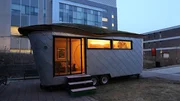 Ben Hayward's tiny house sits on the Carleton University campus in Ottawa, Ontario where he is working on some of the finishing touches of his masterpiece, as seen on Tiny House, Big Living.