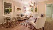 The living room looks bright and open and ready for open house as seen on Flip or Flop Atlanta. The living room looks bright and open and ready for open house as seen on Flip or Flop Atlanta.