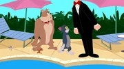 Weil im Hotel keine Haustiere gestattet sind, sollen Spike und Tom im Hotelzimmer bleiben, um nicht gesehen zu werden. Aber die beiden verschl&auml;gt es nat&uuml;rlich an den Pool.