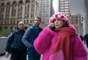 Pictured (L-R): Carra Patterson as Kaya Blanke, Alex Hurt as Charles Jeffries, and Carrie Preston as Elsbeth Tascioni.