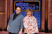 Als Kandidaten zu Gast bei "Wer wei&szlig; denn sowas?": Der Entertainer J&uuml;rgen von der Lippe (l.) und die Comedian Meltem Kaptan (r.).