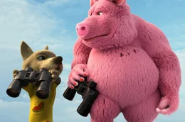 Schwein und Wolf finden einen gestrandeten Pinguin und kommen ihm zu Hilfe.