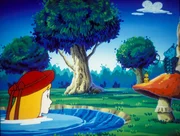 Auf der Suche nach Benny Bunny geht Alice seltsame Wege. Sie schwimmt sogar durch den Kopf- und K&ouml;rper- trennenden T&uuml;mpel.