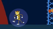 Der Tiger will sich verstecken.
