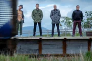 (v.l.n.r.) Spud (Ewen Bremner); Renton (Ewan McGregor); Simon (Jonny Lee Miller); Begbie (Robert Carlyle)