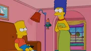 W&auml;hrend Homer seine letzten zwei Haare verliert, wird Bart (l.) gegen seinen Willen von Marge (r.) zur Musikschule geschickt ...