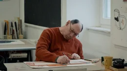 J&uuml;rgen Tauscher im Atelier Gugging.