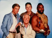 v.li. Templeton Peck (Dirk Benedict), John 'Hannibal' Smith (George Peppard), 'Howling Mad' Murdock (Dwight Schultz) und B.A. (Mr. T.) v.li. Templeton Peck (Dirk Benedict), John 'Hannibal' Smith (George Peppard), 'Howling Mad' Murdock (Dwight Schultz) und B.A. (Mr. T.)