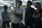 From left: Sandra Madsen (Kim Hawthorne), Kal Montgomery (Devin Kawaoka), David Rossi (Joe Mantegna) and Jennifer Jareau (A. J. Cook).