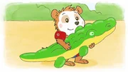 F&uuml;r das Wasser hat Bobo sein aufblasbares Krokodil dabei.