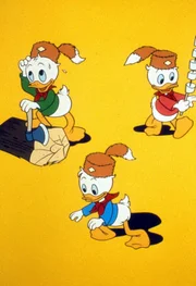 Tick, Trick und Track im F&auml;hnlein-Fieselschweif-Outfit. Die drei Br&uuml;der sind hervorragende Pfadfinder.