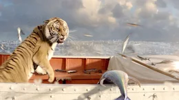 Fliegende Fische sichern vorerst sein &Uuml;berleben, doch wie lange kann Richard Parker seinen Hunger damit stillen?