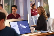 CHICAGO MED -- "Poster Child" Episode 1016 -- Pictured: (l-r) Darren Barnet as Dr. John Frost, Jessalyn Gilsig as Ainsley Towne CHICAGO MED -- "Poster Child" Episode 1016 -- Pictured: (l-r) Darren Barnet as Dr. John Frost, Jessalyn Gilsig as Ainsley Towne