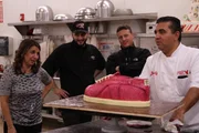 Buddy, Grace, Joe and Ralph look at the finished cake. Buddy, Grace, Joe and Ralph look at the finished cake.