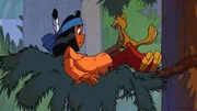 Yakari macht sich im Wald auf die Suche nach dem fliegenden Dieb. Das freche Flugh&ouml;rnchen gibt sofort zu, die Dinge geklaut zu haben.