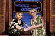 Als Kandidatinnen zu Gast bei "Wer wei&szlig; denn sowas?": Die Schauspielerin Michaela May (l.) und die Schauspielerin Saskia Vester (r.).