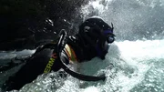 Dustin Hurt dives for the first time this season.