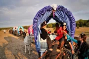 Auf Pferden und in geschm&uuml;ckten Kutschen machen sich die Pilger auf den Weg durch den Nationalpark Coto de Do&ntilde;ana zum Wallfahrtsort El Roc&iacute;o. Der Flamenco spielt bei diesem Pilgerfahrt eine gro&szlig;e Rolle. Die Frauen tragen aufw&auml;ndige Flamenco-Kost&uuml;me. &Uuml;berall wird gesungen, getanzt und gebetet.