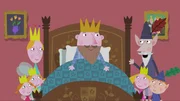 v.li.: Poppy, Daisy, K&ouml;nigin, K&ouml;nig, Holly, Wise Old Elf, Ben