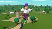 Farmer Al und Mayor Humdinger in einer Szene.