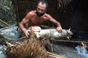 Ed Stafford on Olorua Island in Fiji after spending 60 days on the uninhabited island for the program NAKED & MAROONED. Ed Stafford on Olorua Island in Fiji after spending 60 days on the uninhabited island for the program NAKED & MAROONED.
