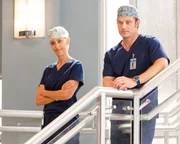L-R: Dr. Teddy Altman (Kim Raver), Dr. Atticus Lincoln (Chris Carmack).