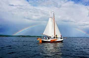 Friesisches Segelboot Seewiefke auf dem Untersee. Friesisches Segelboot Seewiefke auf dem Untersee.