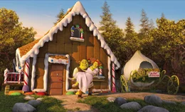 Wunschlos gl&uuml;cklich! Doch dann m&uuml;ssen Shrek, l. und Prinzession Fiona, r. auf Verwandtenbesuch gehen ...