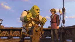 Weil der Oger Shrek (l.) keine Lust hat, seinem geliebten Sumpf den R&uuml;cken zu kehren, um ein fremdes K&ouml;nigreich zu regieren, gibt es f&uuml;r ihn nur einen Ausweg aus dem Dilemma: Fionas n&auml;chsten Verwandten, den jungen Arthur (r.), zu finden und f&uuml;r das K&ouml;nigsamt zu begeistern ...