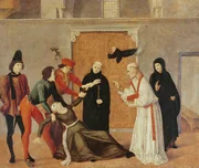 Exorzismus eines Dämons von einer besessenen Frau (Öl auf Holz) von Salimbeni, Lorenzo (1374-um 1420); Museo Horne, Florenz, Italien. Exorzismus eines Dämons von einer besessenen Frau (Öl auf Holz) von Salimbeni, Lorenzo (1374-um 1420); Museo Horne, Florenz, Italien.