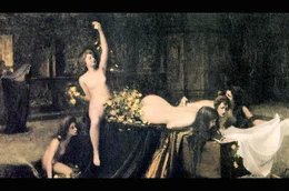 &bdquo;Il supremo convegno&ldquo; (Deutsch: &bdquo;Die h&ouml;chste Zusammenkunft&ldquo;) von Giacomo Grosso sorgte im Jahr 1895 f&uuml;r den erste Skandal der Biennale.