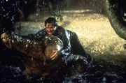 Ein Mann geht durch die gr&uuml;ne H&ouml;lle: Alan (Robin Williams) k&auml;mpft mit einem Krokodil ...