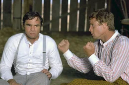 Der Regisseur Leo Harrigan (Ryan O'Neal, re.) und sein Star Buck Greenway (Burt Reynolds, li.) tragen Meinungsverschiedenheiten gerne mit den F&auml;usten aus.