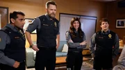 L-R: Amit Patel (Ravi Patel), Frank Shaw (Joel McHale), Victoria Sands (Grace Palmer), Fred 'Shred' Taylor (Michael Rowland)