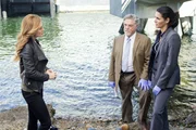 Dr. Maura Isles (Sasha Alexander, l.), Korsak (Bruce McGill) und Jane Rizzoli (Angie Harmon) ermitteln: Die Tote hat 'undercover' auf den Docks gearbeitet, um den Tod ihres Vaters zu untersuchen, da dieser bei einem angeblichen Arbeitsunfall ums Leben kam.