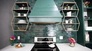 Aubrey creates a dining area with shelves and benches with additional storage space.