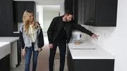 Tarek and Christina check out the newly installed backsplash in this kitchen in Highland Park, CA. As seen on HGTV's Flip or Flop.