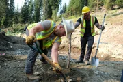 L-R: Kyle Pletzke and Stuart Mckenzie digging L-R: Kyle Pletzke and Stuart Mckenzie digging