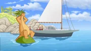 Dino Tom und sein Freund Tip toben ausgelassen am Strand herum. Dino Tom und sein Freund Tip toben ausgelassen am Strand herum.