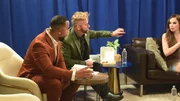 Julio and Kenny talk to Holly backstage while they eat. Julio and Kenny talk to Holly backstage while they eat.