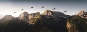 Die Flying Bulls BO 105 C ist am 17. Juni 2021 in der N&auml;he von Salzburg, &Ouml;sterreich, zu sehen.