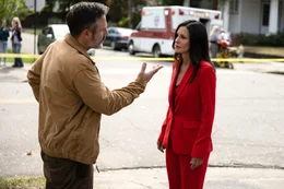L-R: David Arquette (&ldquo;Dewey Riley&rdquo;) und Courteney Cox (&ldquo;Gale Weathers&rdquo;)