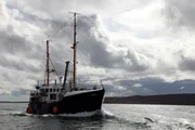Orkney, Scotland - Karin dive boat sets out on her mission to assist divers to explore the wrecks of Scapa Flow. The harbor still holds 7 wrecks from the 52 ships that were scuttled by the Germans in June 1919 Orkney, Scotland - Karin dive boat sets out on her mission to assist divers to explore the wrecks of Scapa Flow. The harbor still holds 7 wrecks from the 52 ships that were scuttled by the Germans in June 1919