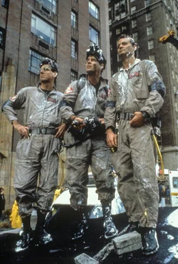 Harold Ramis (Dr. Egon Spengler), Dan Aykroyd (Dr. Raymond Stantz), Bill Murray (Dr. Peter Venkman).