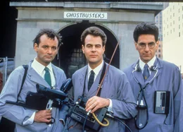 Bill Murray (Dr. Peter Venkman), Dan Aykroyd (Dr. Raymond Stantz), Harold Ramis (Dr. Egon Spengler).