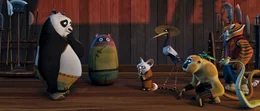 Panda Po, Meister Shifu, Crane, Monkey, Mantis, Viper, Tigress.
