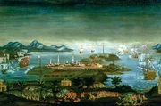 Die Schlacht von Bunker Hill fand am 17. Juni 1755 während der britischen Belagerung von Boston statt. (Gemälde von Winthrop Chandler) Die Schlacht von Bunker Hill fand am 17. Juni 1755 während der britischen Belagerung von Boston statt. (Gemälde von Winthrop Chandler)